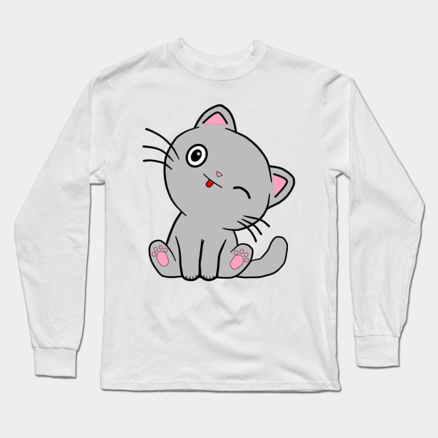 naughty cat Long Sleeve T-Shirt by Nicostore